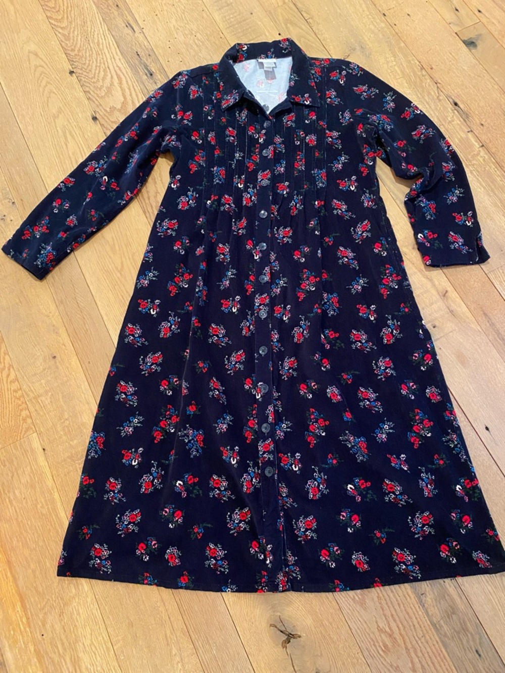 The Vermont Country Store Pin Corduroy Prairie Cottagecore Modest Floral Dress L - Picture 3 of 11
